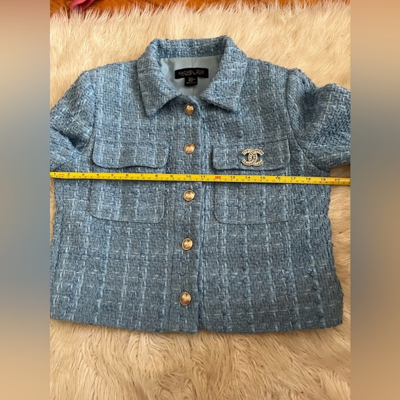 Rachel Zoe Tweed Jacket Blazer Blue XS Fit S - Picture 7 of 9